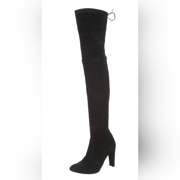 STUART WEITZMAN  Black Suede Highland Over the Knee Thigh Boot Size 10 Medium - Picture 6 of 10